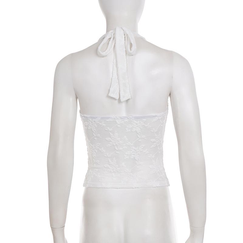 Elegant Lace Halter V-Neck Tank Top – European & American Style