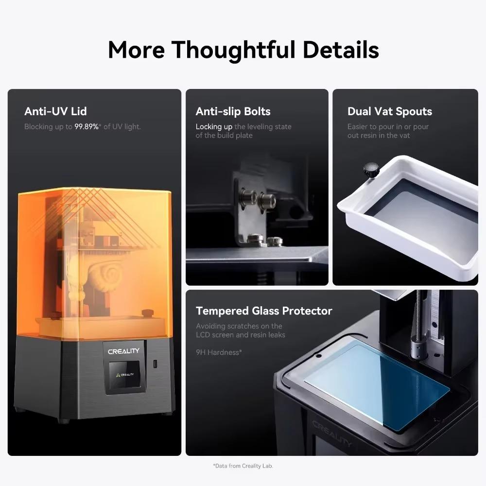 Creality 2024 New HALOT R6 2K Resin 3D Printer Easily Operate Anti-UV Lid Anti-slip Bolts Dual Vat Spouts Light Uniformity