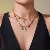 Ocean Style 18K Gold Plated DIY Enamel Jewelry Set with Zircon Seahorse & Starfish Pendants
