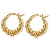 Thick Twisted Rope Click Hoop Earrings Chunky Braided Small Huggie Ear Rings for Women Minimalist Daily Jewelry