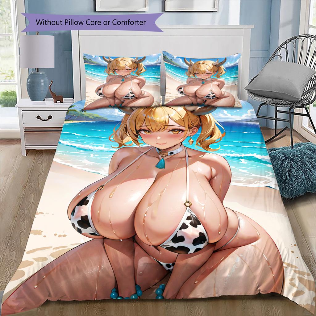Set Copripiumino Trapuntato con Motivo Anime Federe Decorazione Casa Regalo di Compleanno (1 * copripiumino + 2 * federa, senza nucleo)