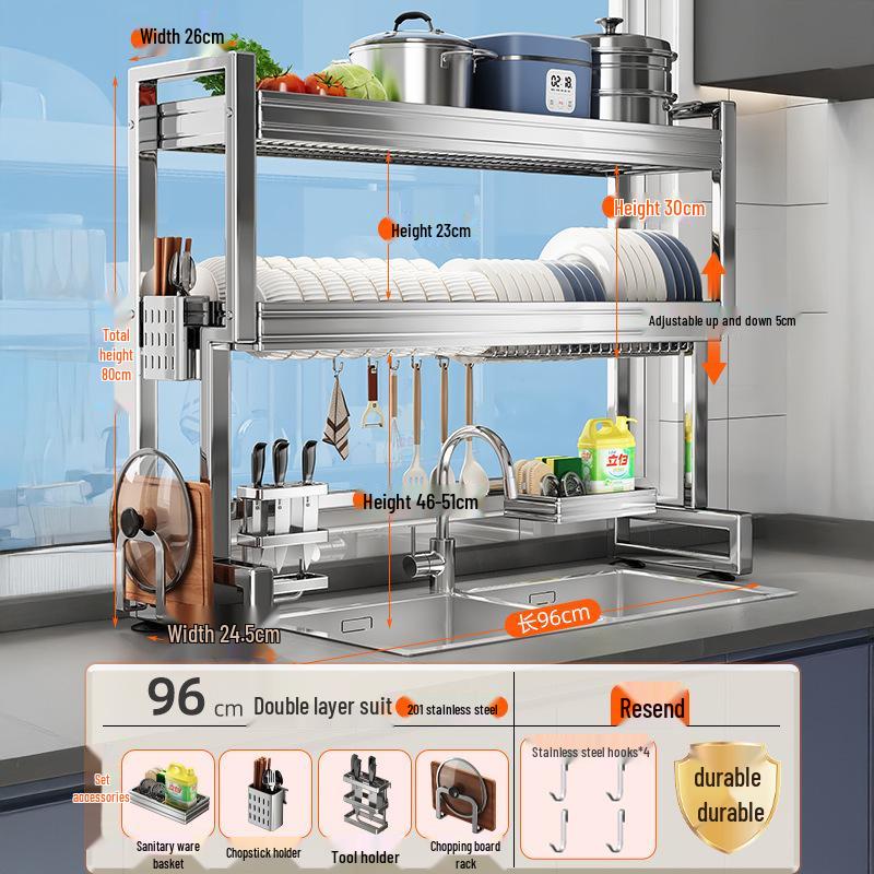 Stainless Steel Kitchen Sink Rack for Dish and Bowl Storage