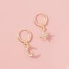 Trendy Star Geometric And Moon Earrings Alloy Jewelry With Rhinestones Women For