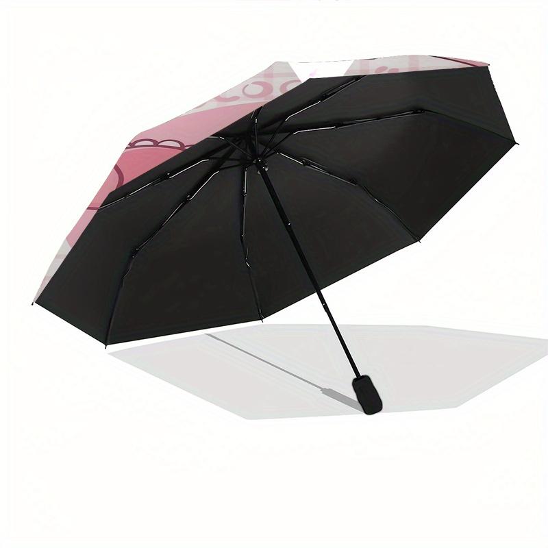 My Melody,Kawaii Automatic Folding Umbrella Simple 8 Rib Design, Bright Cartoon Pattern, Durable Iron Frame, Suitable For Travel, Outdoor, B