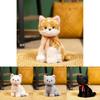 Cuter Cat Plush Doll With Squat Design And Bow Decor For Gift And Collection