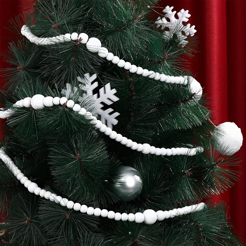 Wood Colored Christmas Bead String Wooden Bead Garland Christmas Tree Decoration Wooden Bead Fireplace Decoration