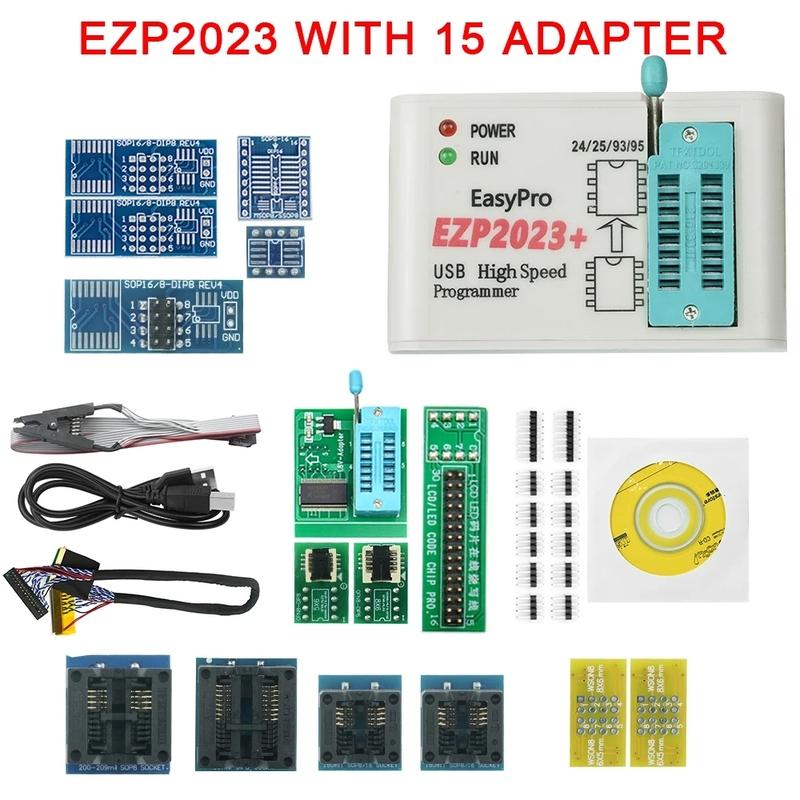 EZP 2023 support WIN7&8 64bit NEW EZP2023 high-speed USB SPI Programmer 24 25 93 95EEPROM 25 flash bios chip with adapter