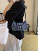 Cross-border Denim Heart One-Shoulder Bag - 2026 New Korean Rivet Trendy Cool Crossbody Bag for Travel and Commute