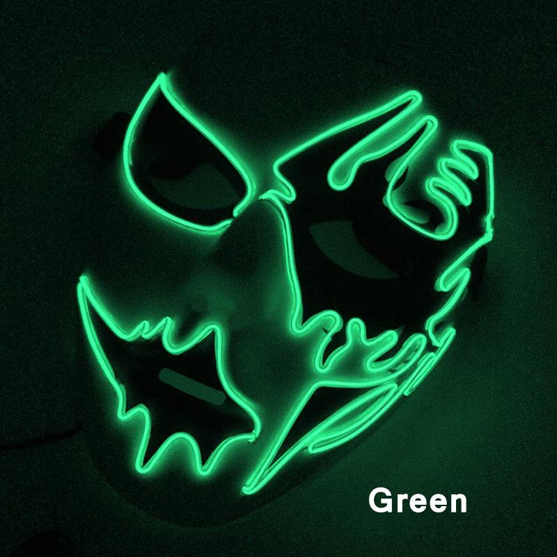 Led Light Up Scary Mask Shuffle Dance Cosplay Mask Glowing Purge Mask For Adult Dancer Halloween Party Show Props