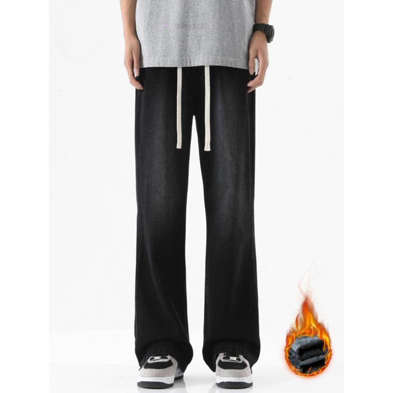 

Американские ретро джинсы мужские зимние плюшевые утепленные расклешенные брюки S