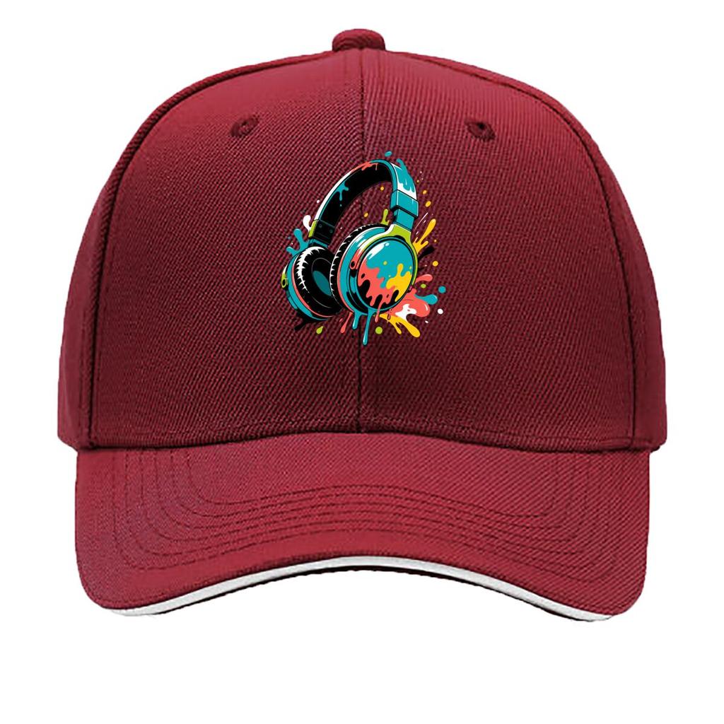 Abstract Neon Headphones Splash Artw Sandwich Baseball Cap Sun Cap Outdoor Workouts Hat