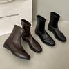 Square head rear zipper new thick heel versatile fashion Chelsea boots women's short boots short thin boots medium cloth