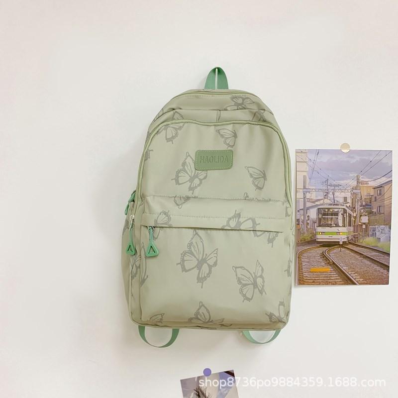 Schoolbag Japanese Ins Wind Butterfly Backpack Female, Junior High School Girls Student Schoolbag Large Capacity Travel Light Backpack