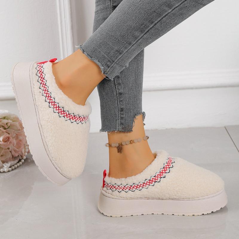 Fashion Ethnic Style Platform Heightened Snow Boots Women's Winter Cotton Shoes Anti-slip Wear Wool Slippers