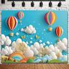 2D Cartoon Hot Air Balloon & Rainbow Backdrop for Baby Party