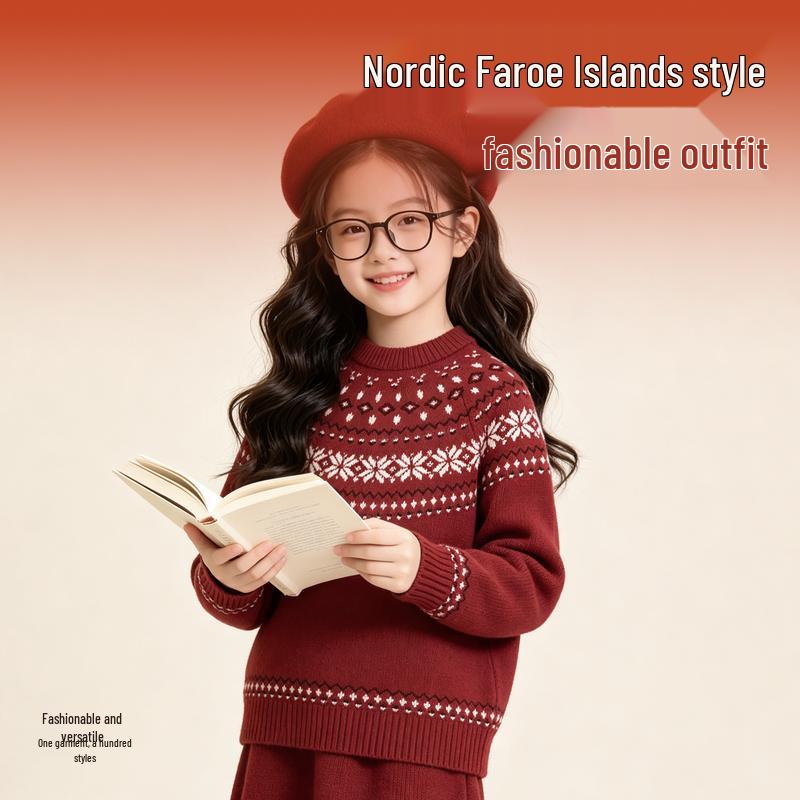Baleno Girls' Winter Knit Pullover Sweater