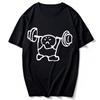 Simple Doodle Stick Figure Struggling To Lift Heavy Barbell Graphic Print Unisex Cotton T Shirt Funny Gym Weightlifting Workout