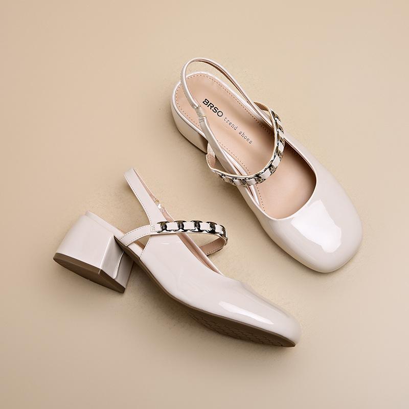 Women's Summer Mary's Shoes 2025 New Fashion Thick Heel Back Strap High Heel Sandals Women's Party Dress Pumps Shoes