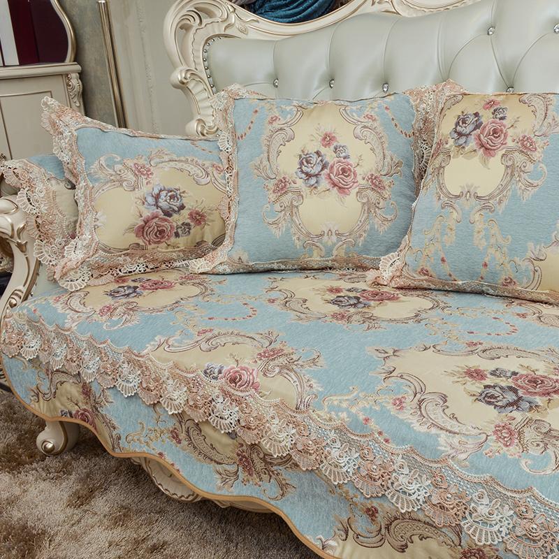 European Non-slip Sofa Cover Four Seasons Universal Seat Cushion Embroidery Lace Jacquard Sofa Towel Pillowcase Armrest Towel