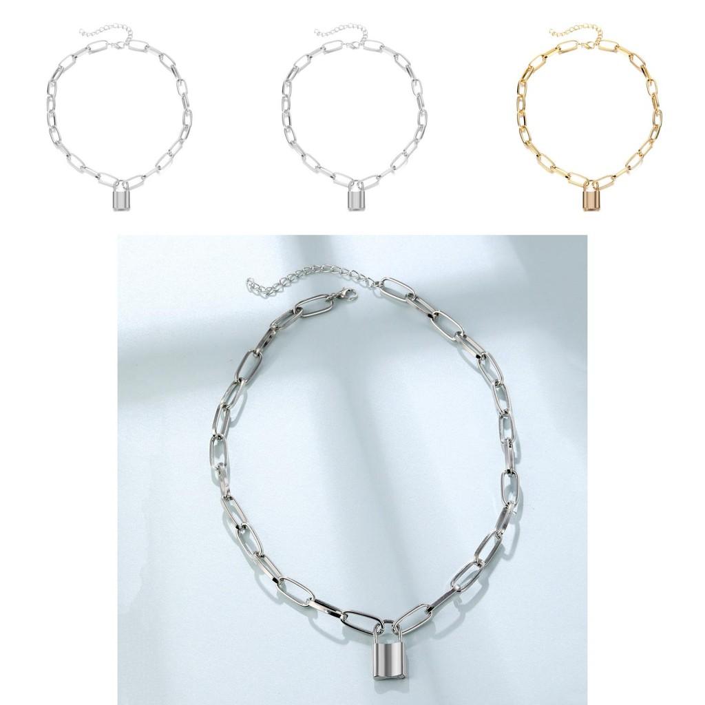 Trendy And Bold Geometric Lock Necklace For Women With Durable Alloy And Unique Layered Design Perfect For Chic Fashion Looks An
