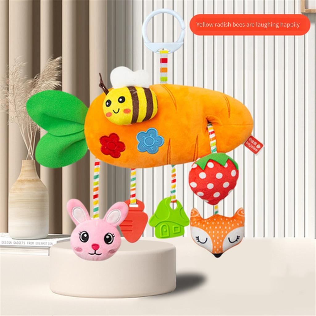 Pull String Baby Rattle Toy, Stroller Hanging Pendant, Sensory Grasp Training Toy, Car Seat Hanging Soothing Toy for Newborn Infant 0‑12 Months
