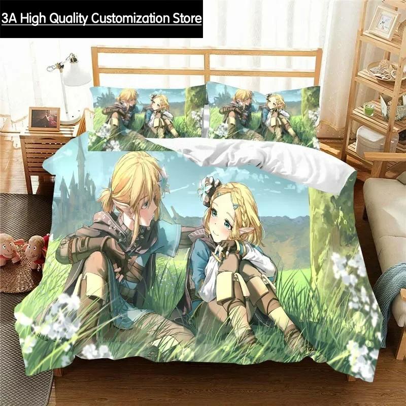 Z-Zelda Pattern Quilt Cover Pillowcase Bedding Two or Three Piece Set Multi Size Comforter Set Duvet Cover Bedding Sets