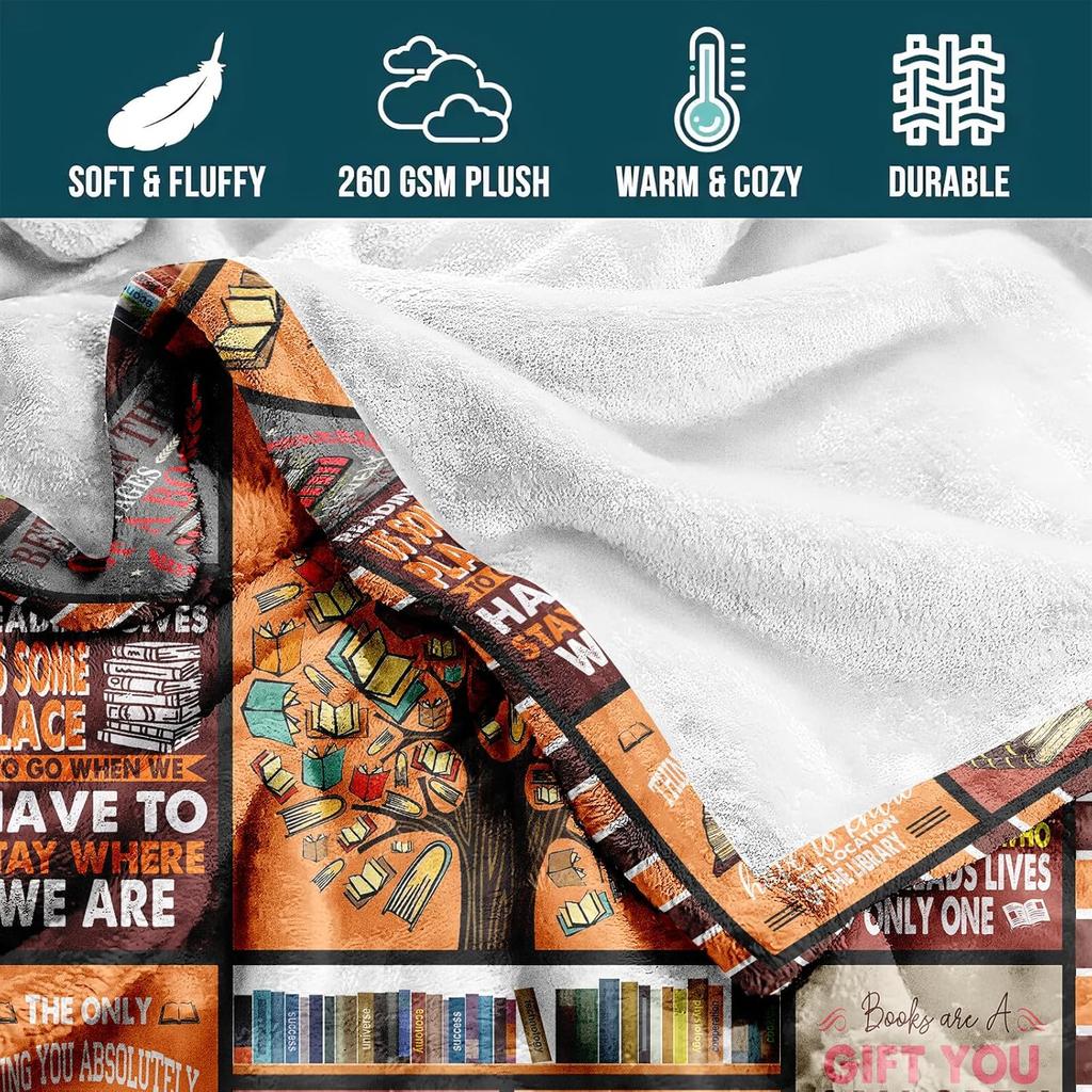 Reading Blanket inches So Many Books So Little Time Flannel Throw for Book Lovers Readers Librarians Custom blankets