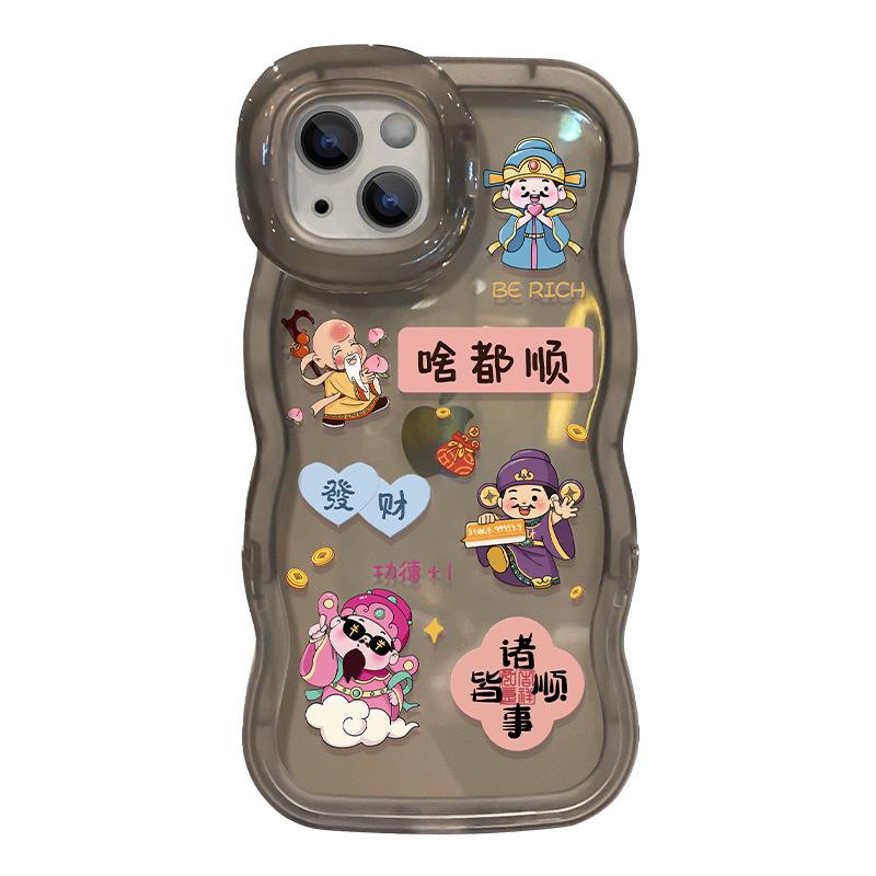 

Подходит для чехла для мобильного телефона Apple 16 15pro Креативный китайский стиль 14 Двойная подставка 13 Милый Противоударный Xr iphone 16