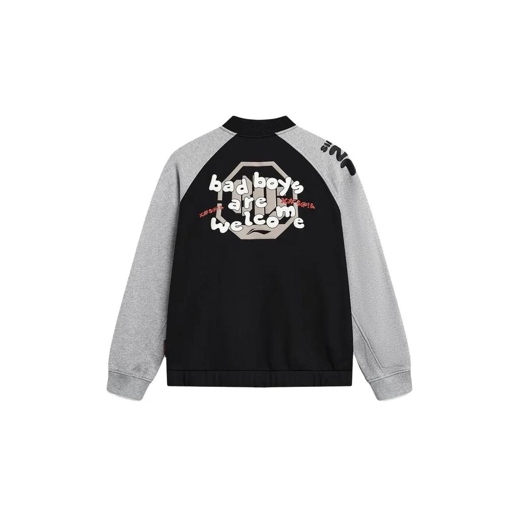 Li-Ning Retro Color Block Embroidered Baseball Collar Long Sleeve Jacket Loose Comfortable Versatile Long Pants Casual Sports Suit AJDT625-3+YKLU341-1