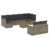 10 piece Grey Garden Sofa Set with Cushions Poly Rattan