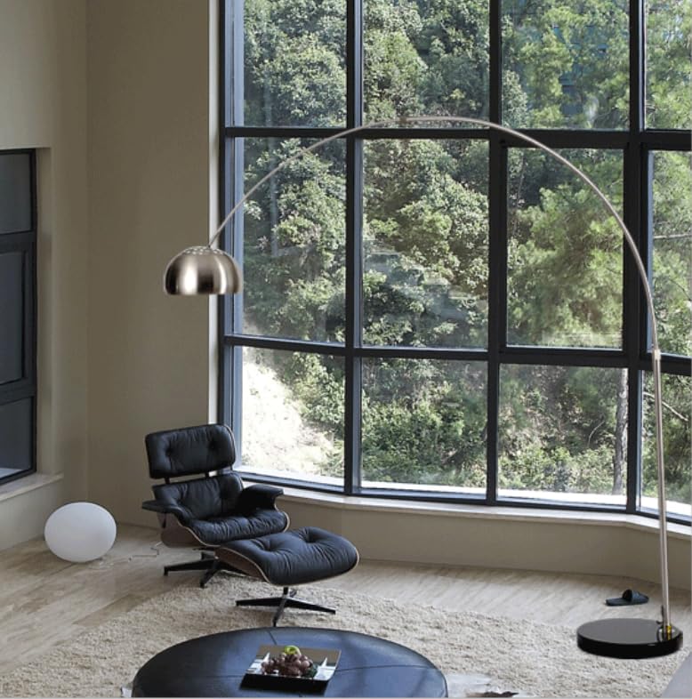 Lampadar Arcuit JIMSHUINIO, Stil Nordic, Telecomandă, cu Bec LED, Bază Extensibilă din Marmură, Lumină de Noptieră, Lumină de Noapte, Potrivit pentru Dormitor,