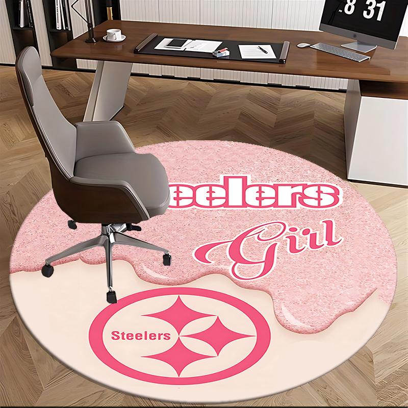 Pittsburgh Steelers Girl Chair Mat - Round Carpet, Home Decor, Sofa Rug, Office Mat, Gift for Sports Fans, Suitable for Bedroom