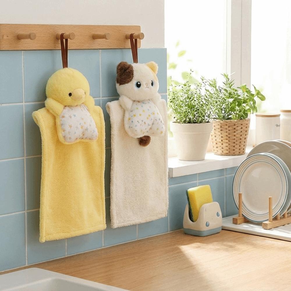 Cartoon Handkerchief Plush Cleaning Hand Cloth Kitchen Cute Wipe Cloth Cleaning Tool