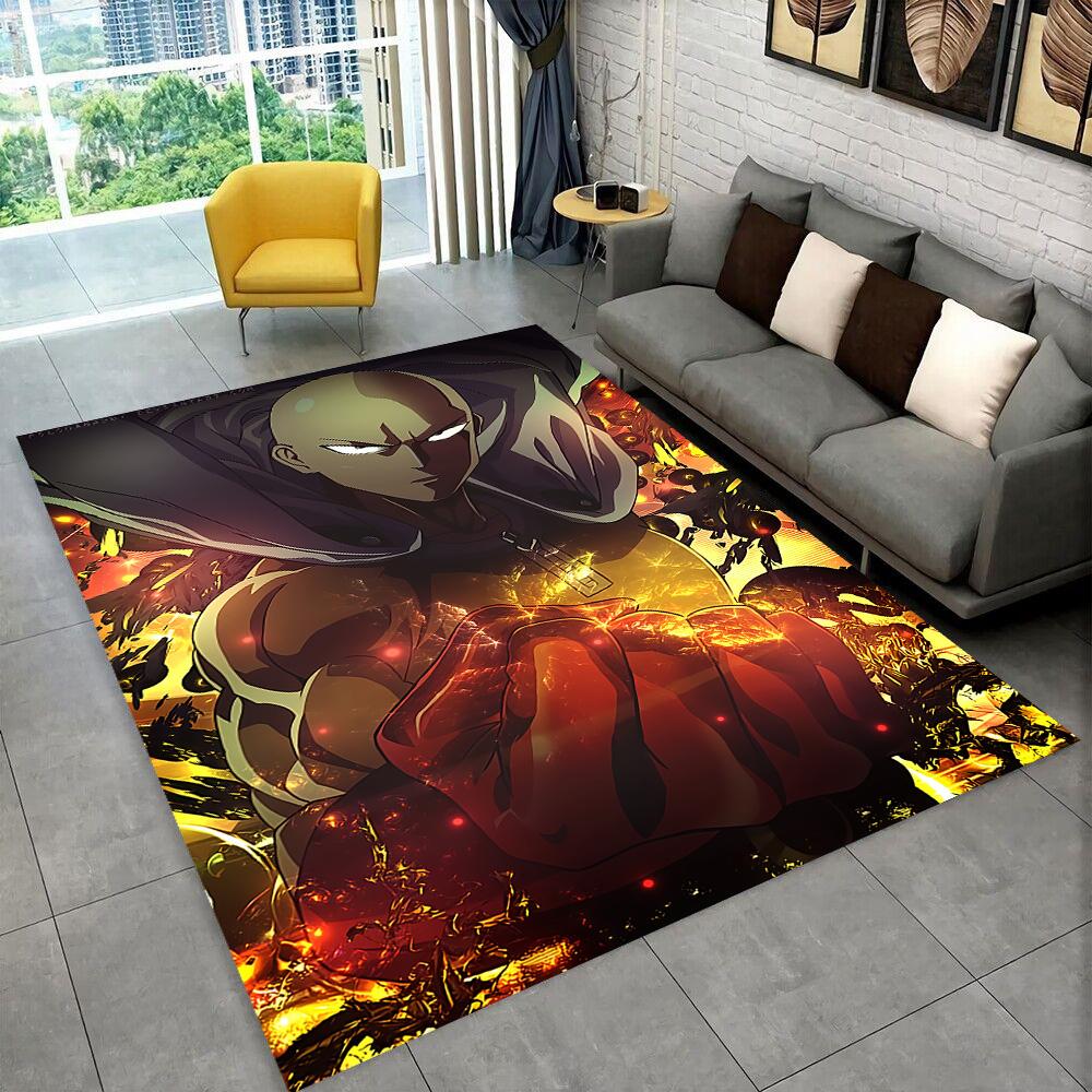 3D One Punch Man Saitama Cartoon Anime Teppich für Wohnzimmer Schlafzimmer Zuhause Sofa Dekoration, Kinder Spiel Rutschfeste Bodenmatte