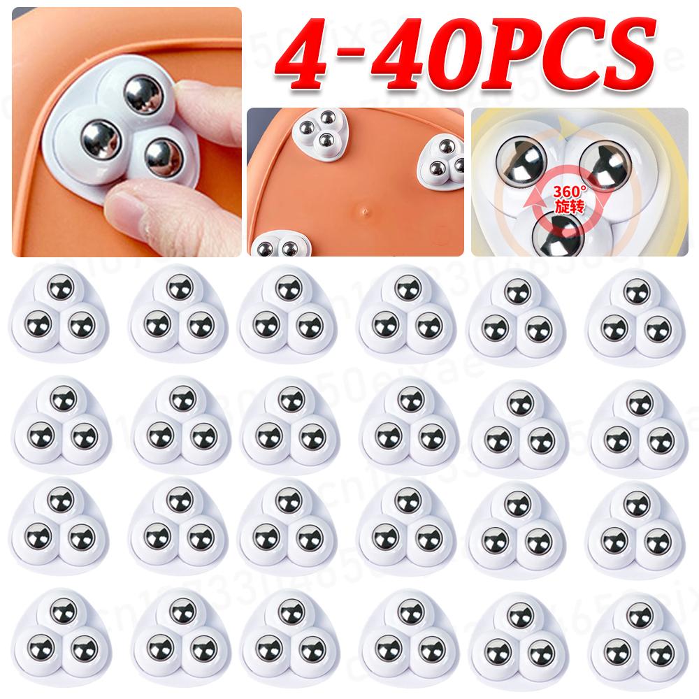 4-40pcs For Furniture Stainless Steel 360 Degree Roller Self Adhesive Furniture Caster Home Strong Load-bearing Universal Wheel
