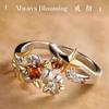 High-end anime cos impression ring silver flower flash diamond index finger ring fashionable simple versatile exquisite ring
