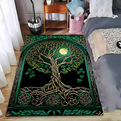 Tapis Arbre de Vie au Clair de Lune, Design Décoratif Élégant Convient pour une utilisation comme tapis de jeu antidérapant pour les canapés du salon et de la chambre