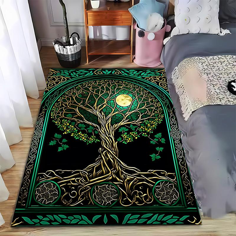 Moonlit Tree of Life Rug, Elegant Decor Design Suitable for use as an anti-slip game mat for living room and bedroom sofas