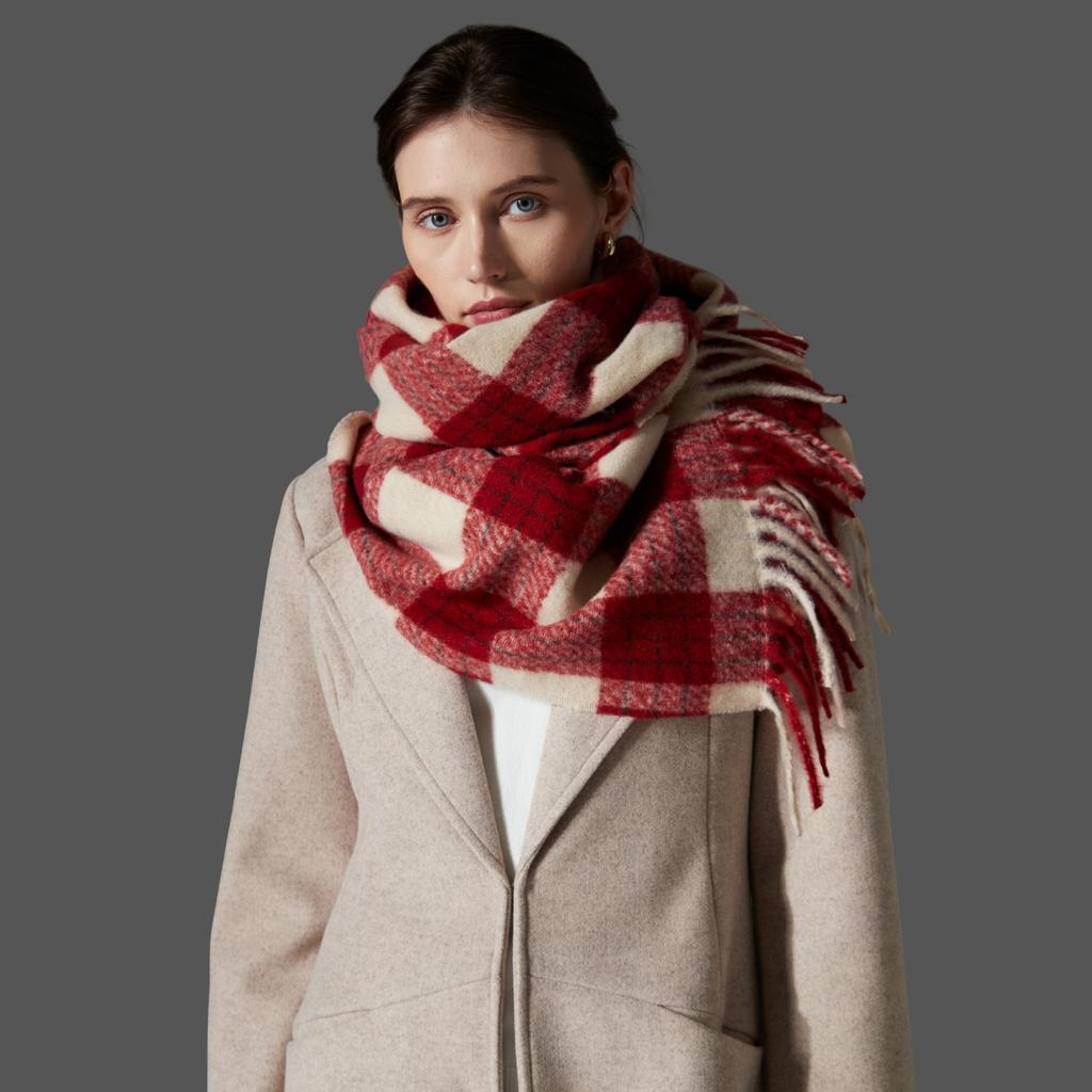 Amazon popular Christmas red plaid scarf foreign trade autumn and winter without hair loss imitation cashmere scarf shawl dual-purpose