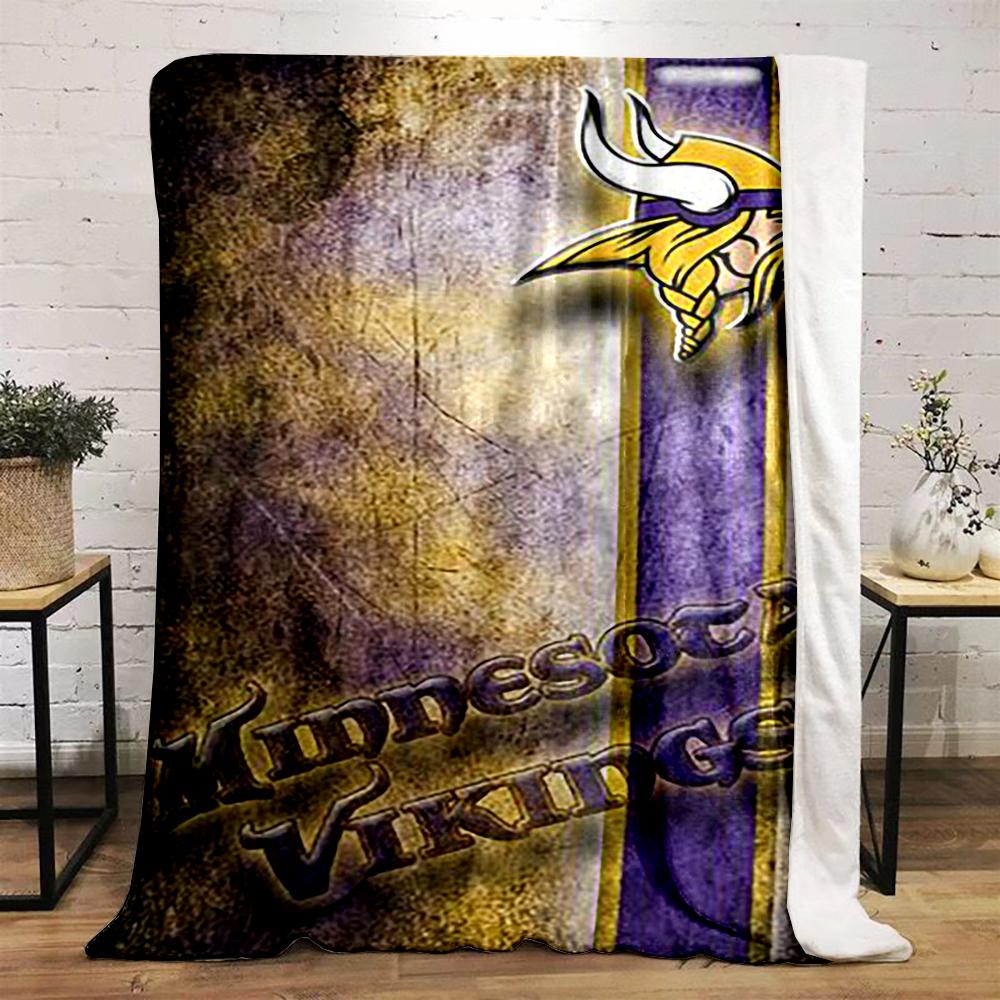 Minnesota Vikings Logo Design Blanket Flannel Blanket for Bedroom, Living Room, Sofa, and Nap Sofas.