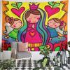 Cartoon Woman Crown Angels Tapestry Wall Hanging Folk Religious Home Decor for Living Room Bedroom Gift