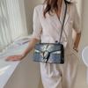 Snake Pattern Women's Bag New Retro Black Chain Small Square Bag Women's Handbag Velvet Shoulder Oblique Span Bag