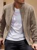 Men's Suede Zip Jacket - Casual Retro Long Sleeve Cardigan Coat