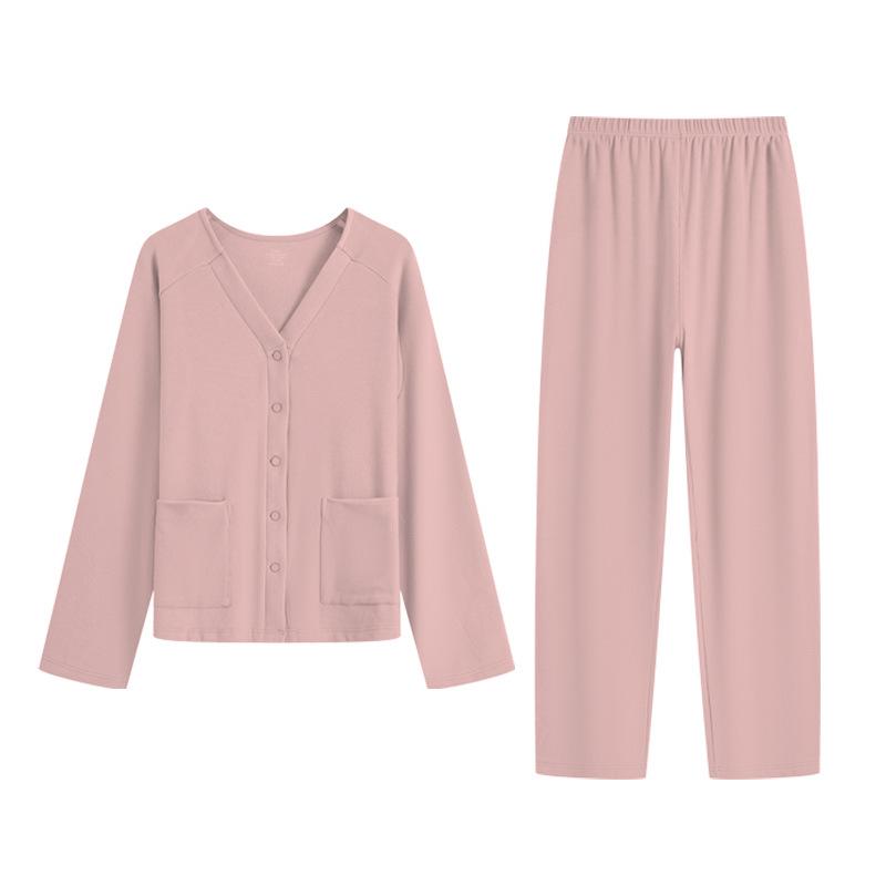 

Cozy Fleece-Lined Cardigan and Pajama Set for Women - Knitwear and Long Pants Sleepwear for Autumn and Winter Extra Large