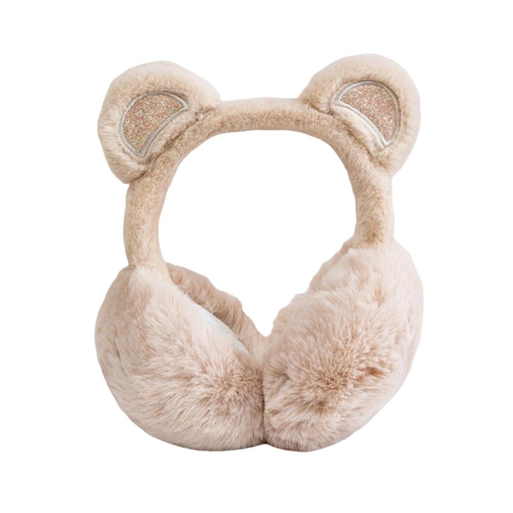 Anti-Freeze Sequins Bear Ear Earmuffs Plush Winter Ear Muffs Cute Ear Cover  for Women Girls