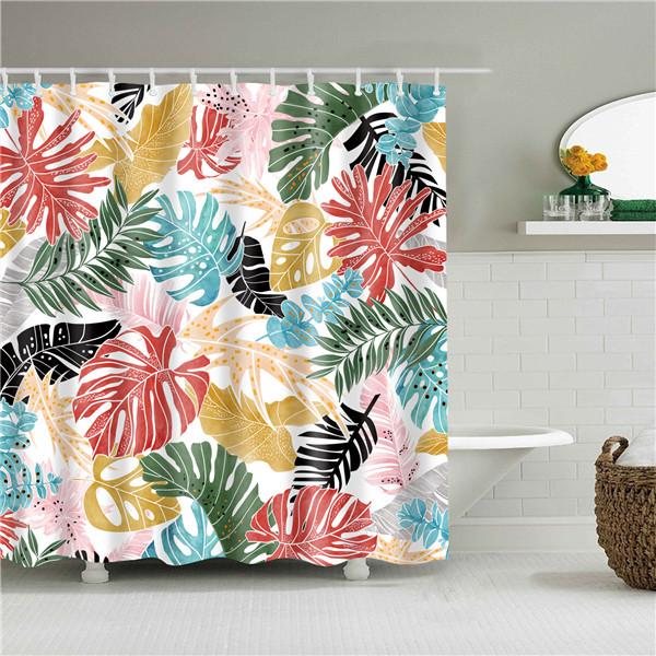 Plant Series Shower Curtain Bathroom Waterproof Polyester Shower Curtain Flower Print Curtains for Bathroom Shower With Hooks