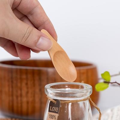 Mini Cuillère à Thé en Bois Manche Court Cuillère à Condiment Couverts Café Thé Petite Cuillère à Sucre Cuillère à Café Cuillères de Cuisine Ustensiles