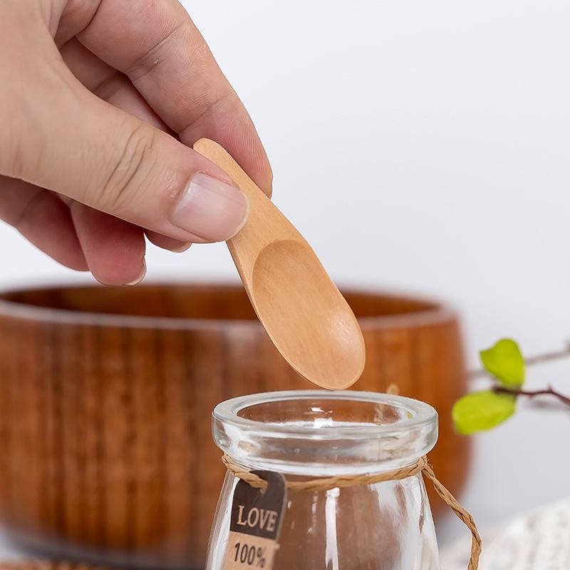 Mini Natural Wooden Cooking Tools Scoop Tea Honey Coffee Condiment Salt Sugar Spoon Household Kitchen Gadgets Spoons