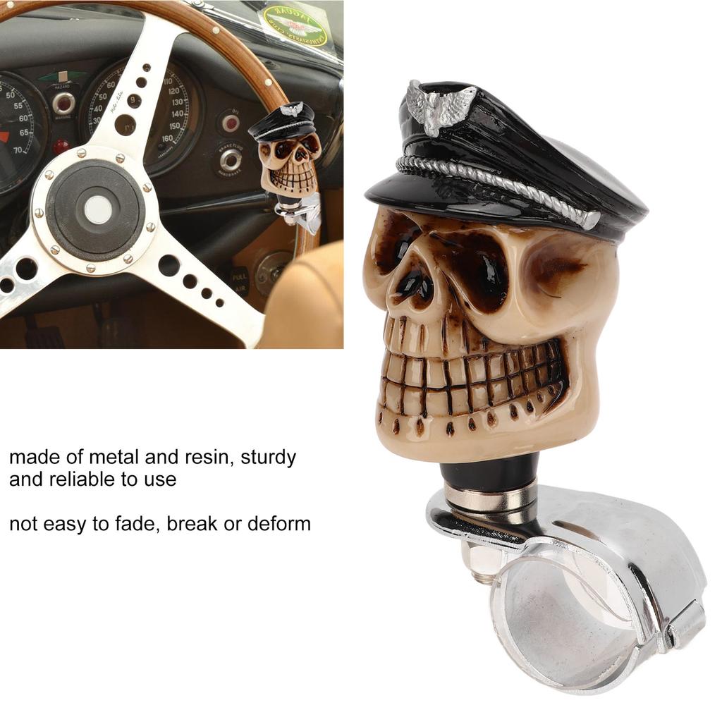Skull Shape Stee  Wheel   3cm Diameter Metal Resin Turn Knob   for Cars Trucks Tractors Boats