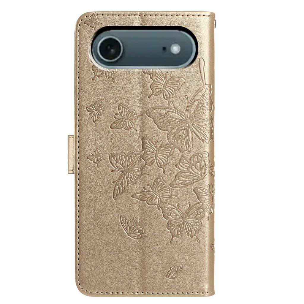 For iPhone Air Case Butterfly Imprinted Wallet Stand PU Leather Flip Phone Cover with Strap